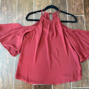 Burgundy Shoulder-less Fancy Shirt